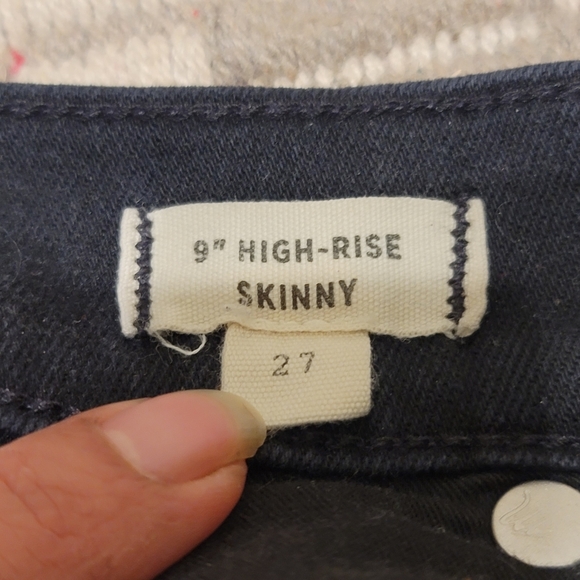 Madewell 9" High Rise Skinny Jeans 27 Black - Picture 4 of 7